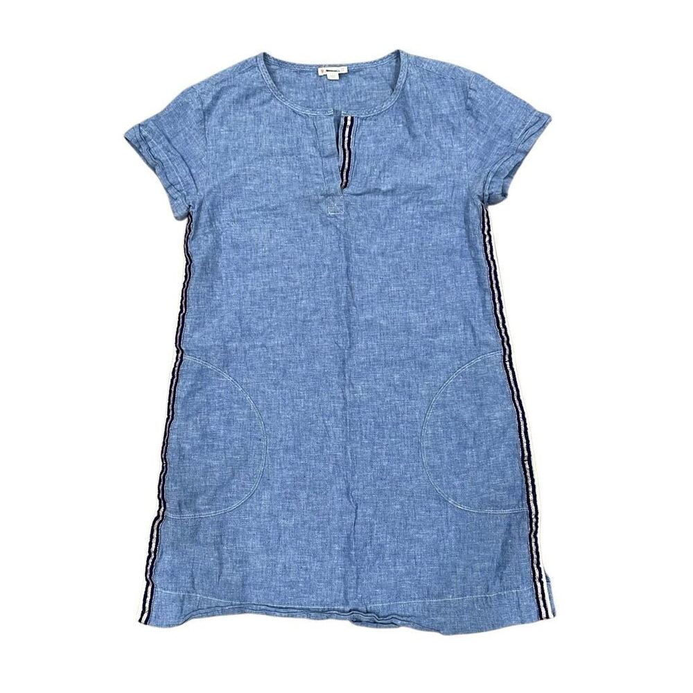 J. Crew Crewcuts Factory Girls Linen Pullover Dress 16 Chambray Racer Stripe